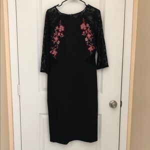 Thalia Sodi Black Dress with Pink Floral Accents